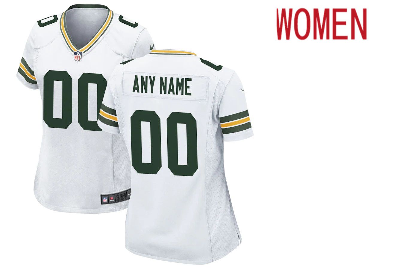 Women Green Bay Packers Nike White Custom Game JNFL ersey